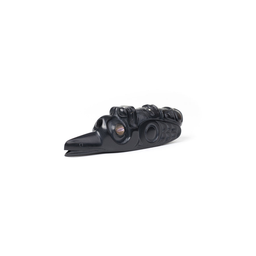 Killerwhale Raven - Argillite Pipe with Abalone