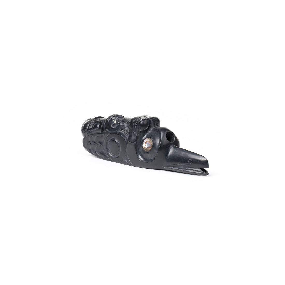 Killerwhale Raven - Argillite Pipe with Abalone