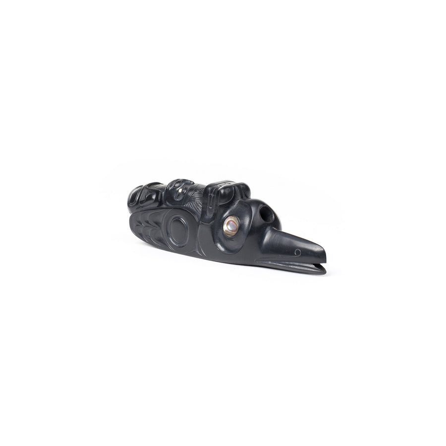 Killerwhale Raven - Argillite Pipe with Abalone