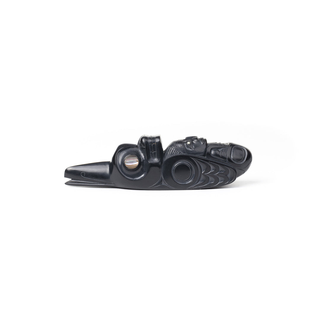 Killerwhale Raven - Argillite Pipe with Abalone
