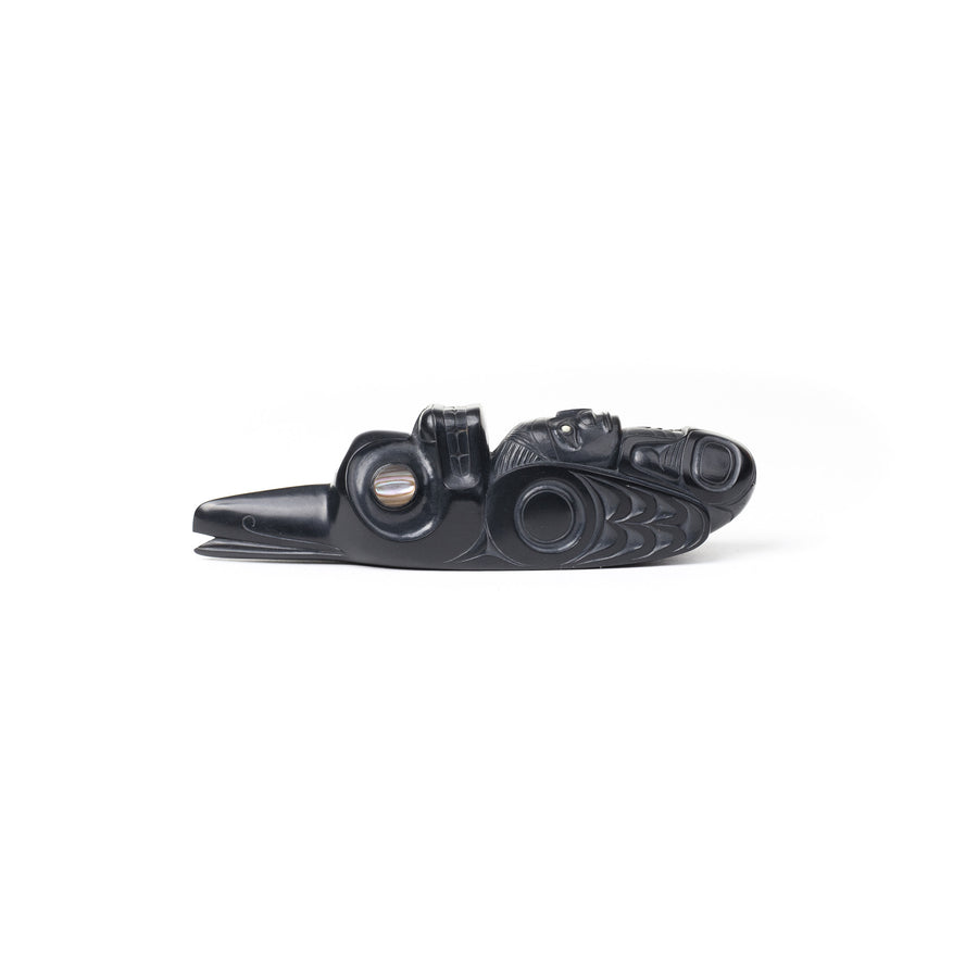 Killerwhale Raven - Argillite Pipe with Abalone