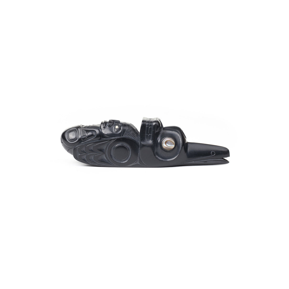 Killerwhale Raven - Argillite Pipe with Abalone