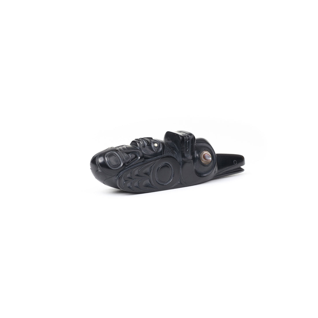 Killerwhale Raven - Argillite Pipe with Abalone