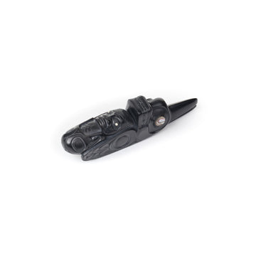 Killerwhale Raven - Argillite Pipe with Abalone