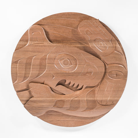 Orca Hunting Sealion - Red Cedar Panel