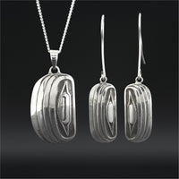 Razor Clams - Set of Silver Pendant and Earrings