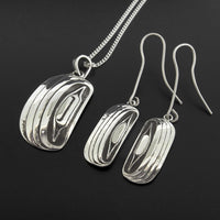 Razor Clams - Set of Silver Pendant and Earrings