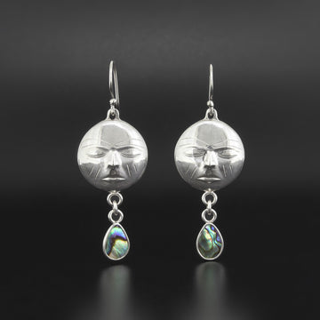 Moon - Silver Earrings with Abalone