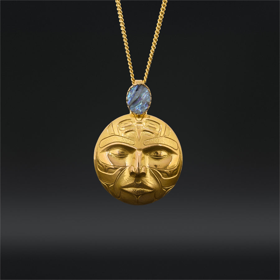 Eagle Ancestor - 18k Gold Pendant with Abalone