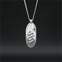 Snake - Silver Pendant with Lab Ruby