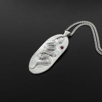 Snake - Silver Pendant with Lab Ruby