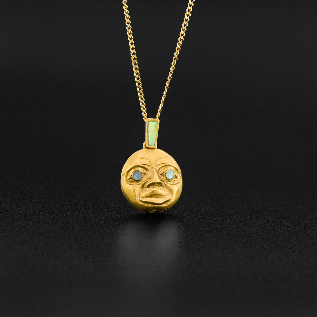 Moon - 22k Gold Pendant with Abalone
