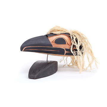 Raven - Red Cedar Maskette on Stand