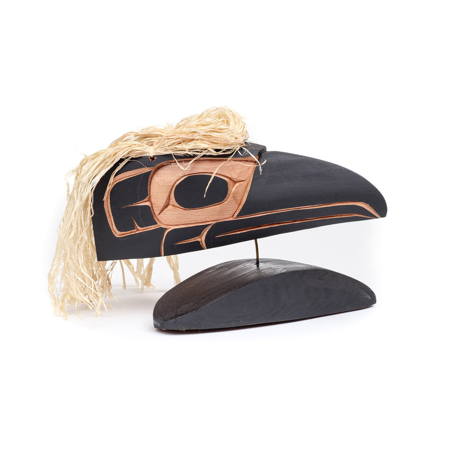 Raven - Red Cedar Maskette on Stand