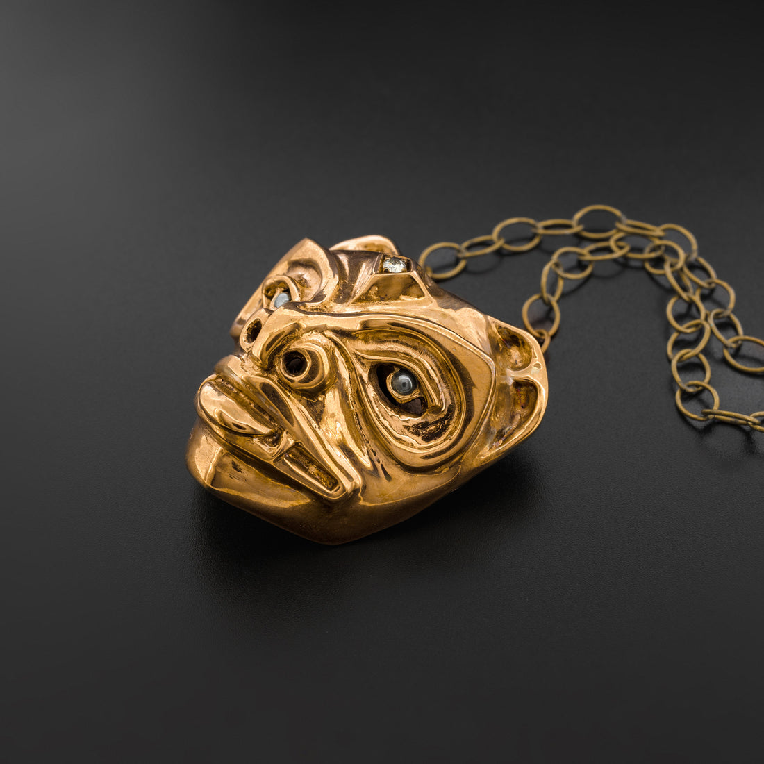 Spirit Bear - Bronze Pendant with Cultured Diamond