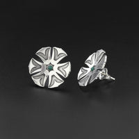 Haida Flower - Silver Stud Earrings with Stones
