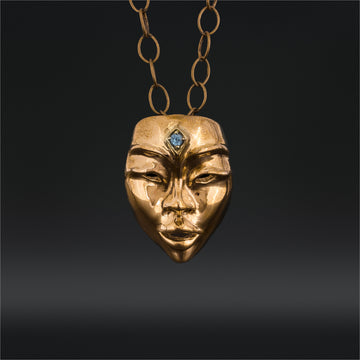 The Seer - Bronze Pendant with Blue Topaz