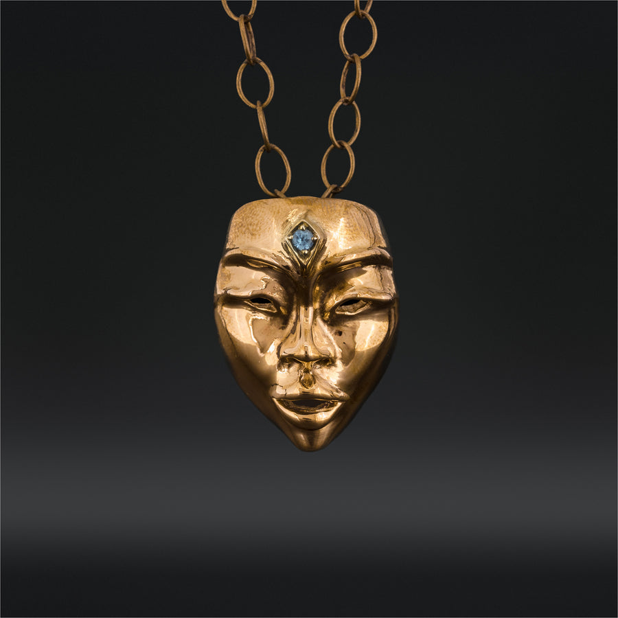 The Seer - Bronze Pendant with Blue Topaz