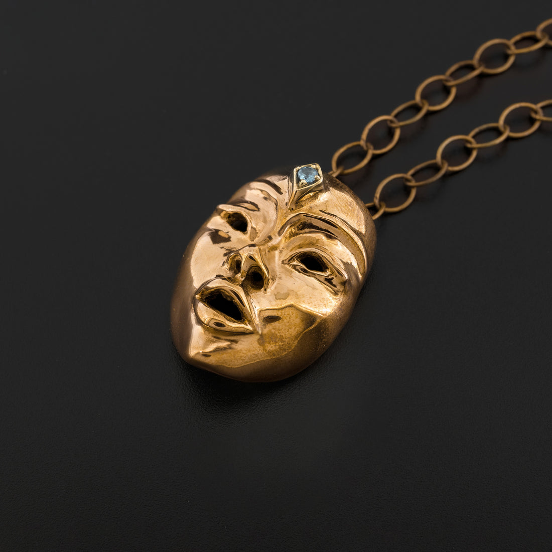 The Seer - Bronze Pendant with Blue Topaz