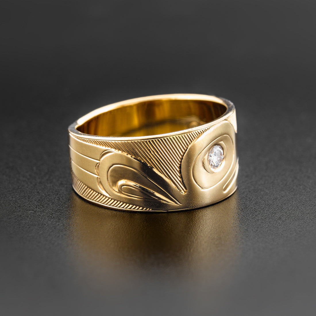 Hummingbird - 14k Gold Ring with Diamond