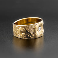 Hummingbird - 14k Gold Ring with Diamond