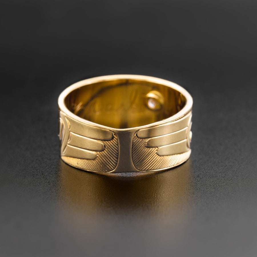 Hummingbird - 14k Gold Ring with Diamond