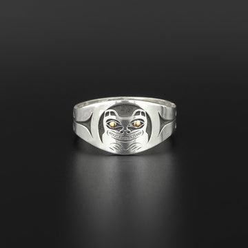 Bear - Silver Ring with 14k Gold