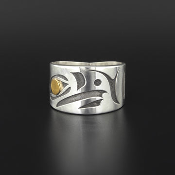 Eagle - Silver Ring with 14k Gold