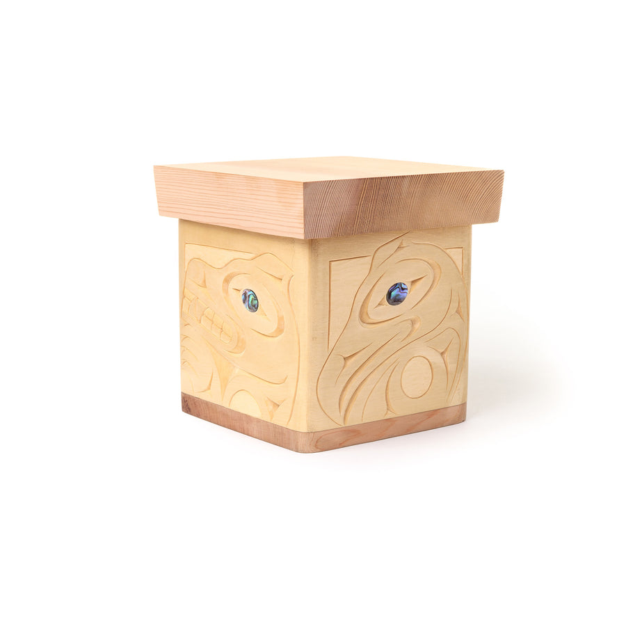 Bear, Eagle, Wolf, and Raven - Cedar Bentwood Box with Abalone