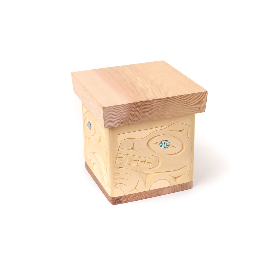 Bear, Eagle, Wolf, and Raven - Cedar Bentwood Box with Abalone