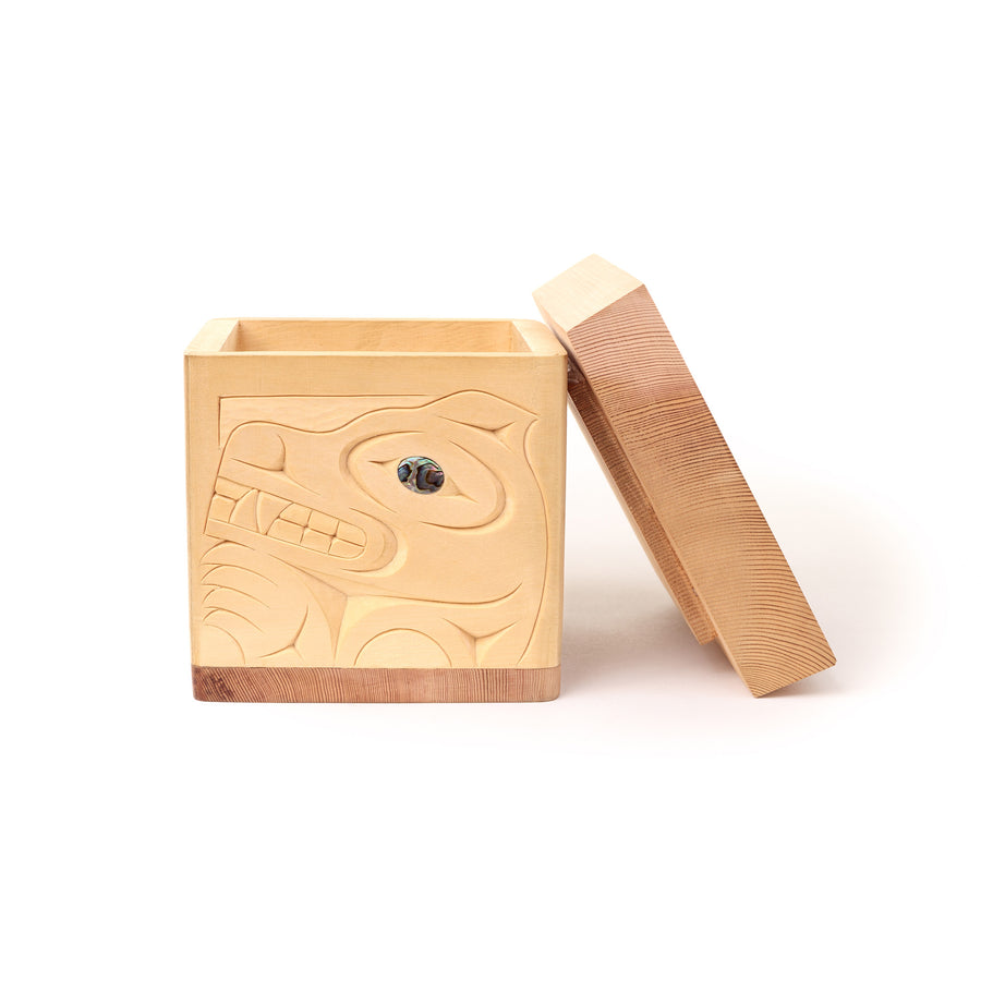 Bear, Eagle, Wolf, and Raven - Cedar Bentwood Box with Abalone