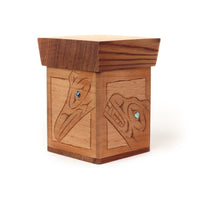 Eagle, Raven, Wolf, and Bear - Red Cedar Bentwood Box with Abalone