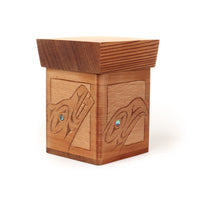 Eagle, Raven, Wolf, and Bear - Red Cedar Bentwood Box with Abalone