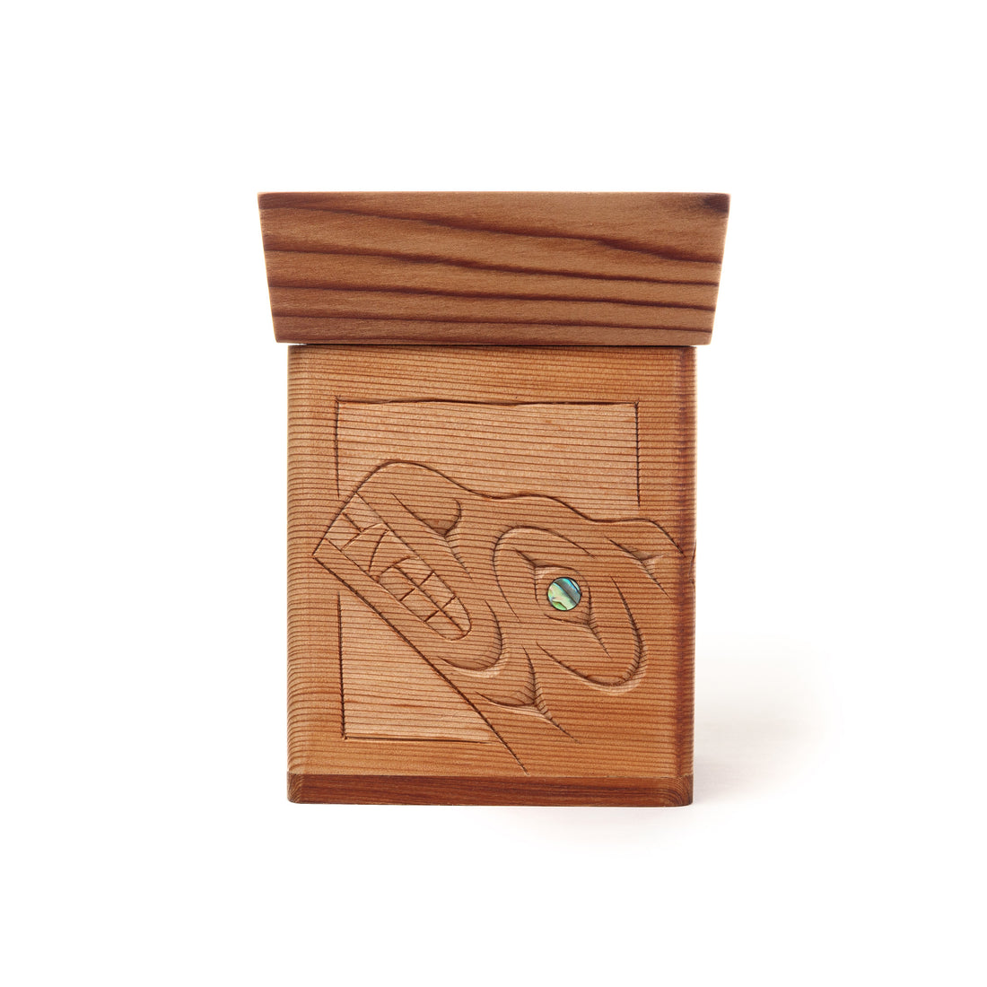 Eagle, Raven, Wolf, and Bear - Red Cedar Bentwood Box with Abalone