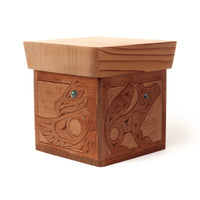 Eagle, Wolf, Bear, and Raven - Red Cedar Bentwood Box with Abalone