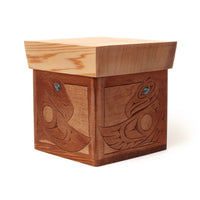 Eagle, Wolf, Bear, and Raven - Red Cedar Bentwood Box with Abalone