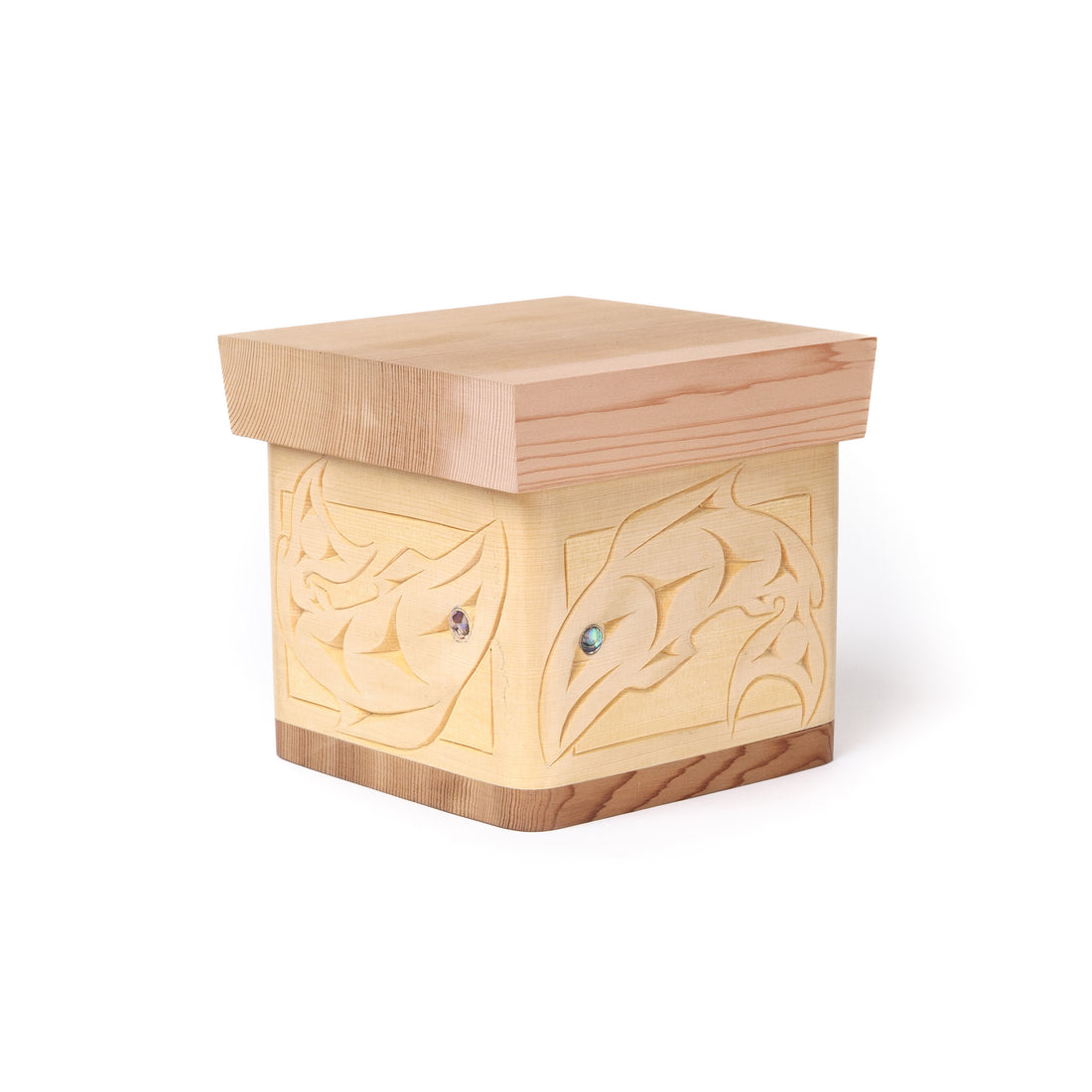 Salmon in Four Directions - Cedar Bentwood Box with Abalone