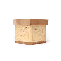 Salmon in Four Directions - Cedar Bentwood Box with Abalone