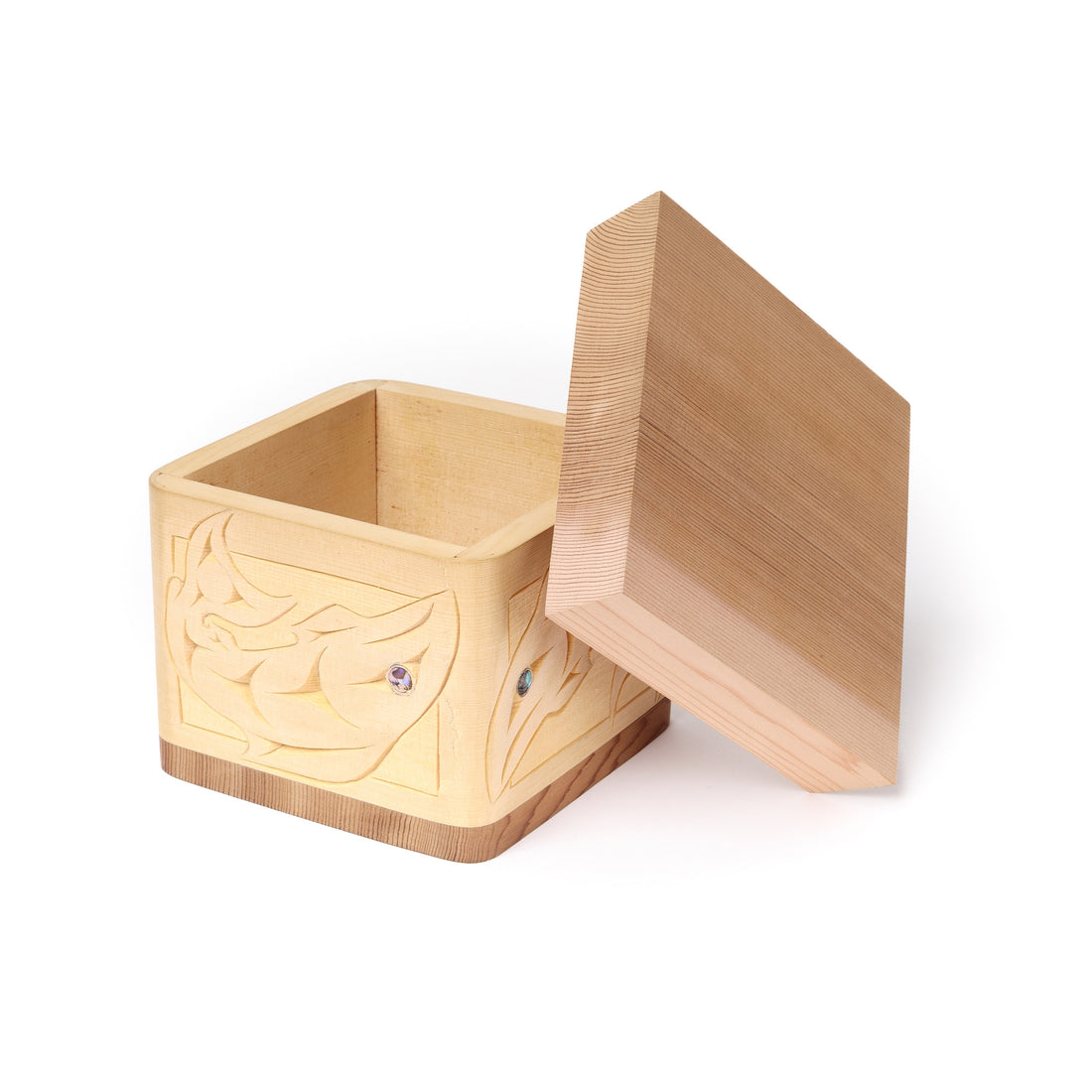 Salmon in Four Directions - Cedar Bentwood Box with Abalone