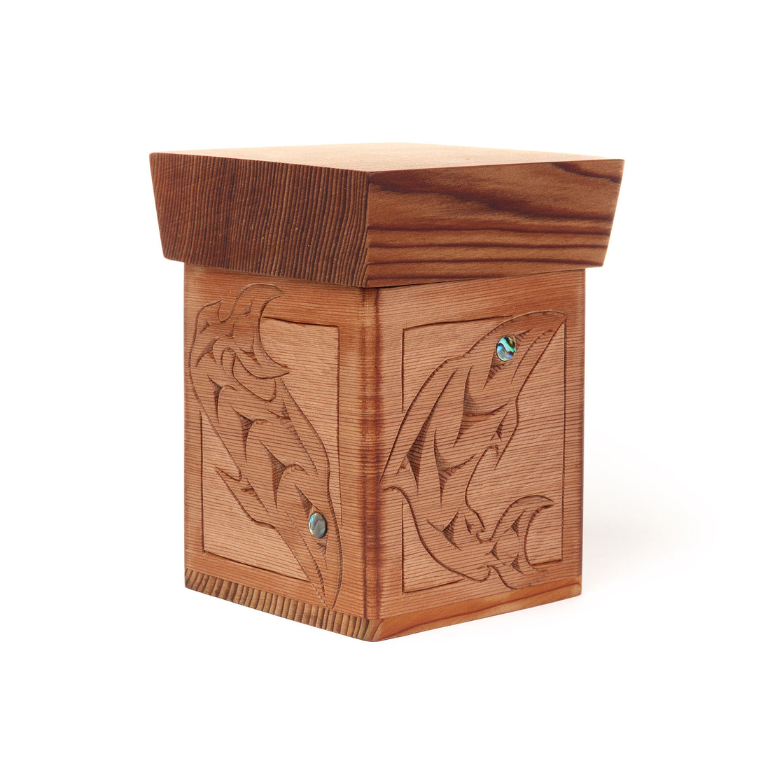 Save Our Salmon - Red Cedar Bentwood Box with Abalone