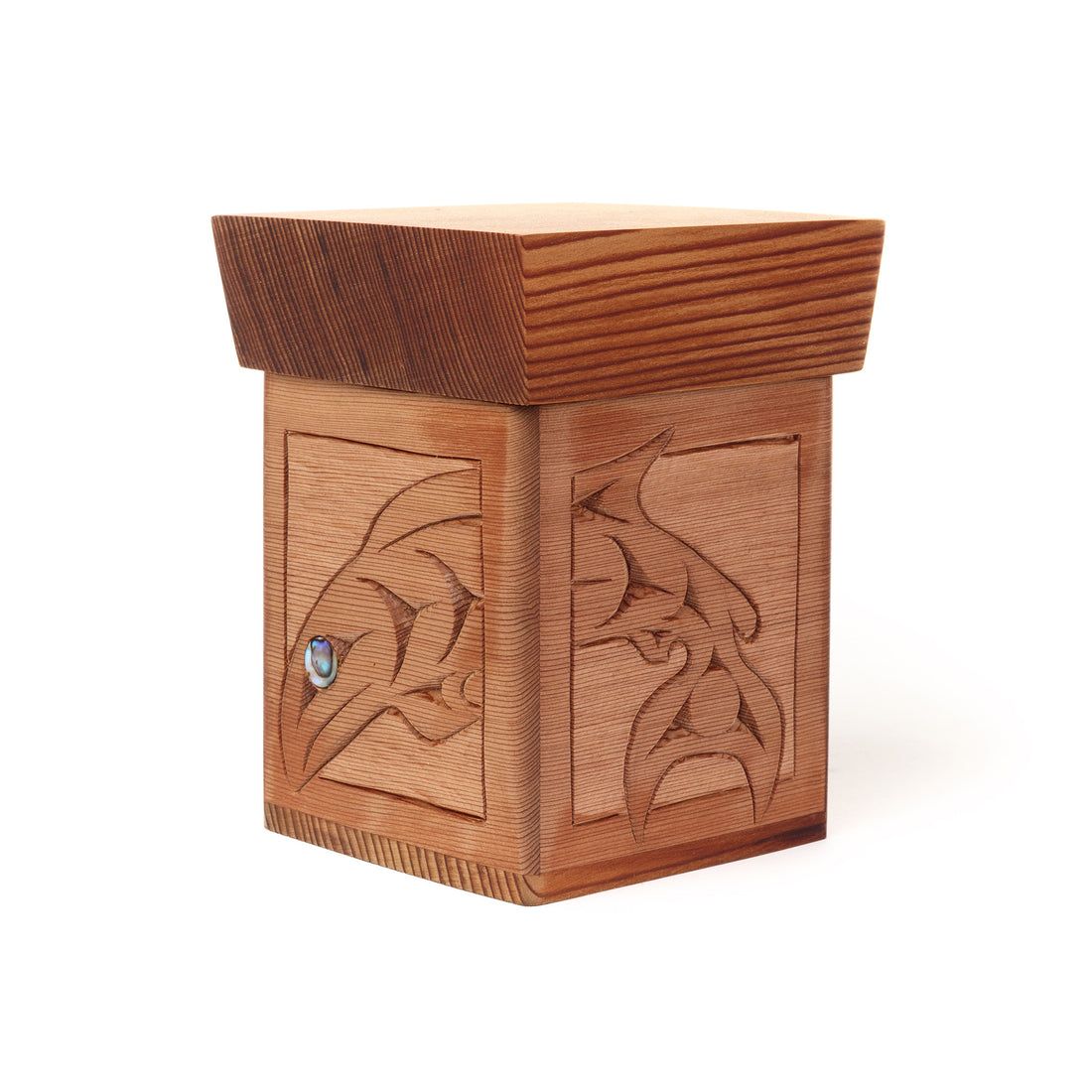 Save Our Salmon - Red Cedar Bentwood Box with Abalone