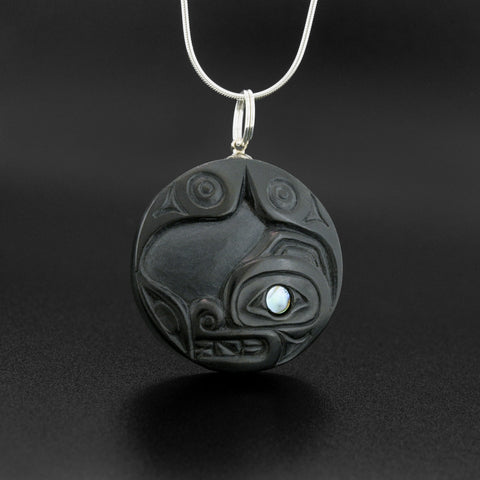 Killerwhale - Argillite Pendant with Abalone