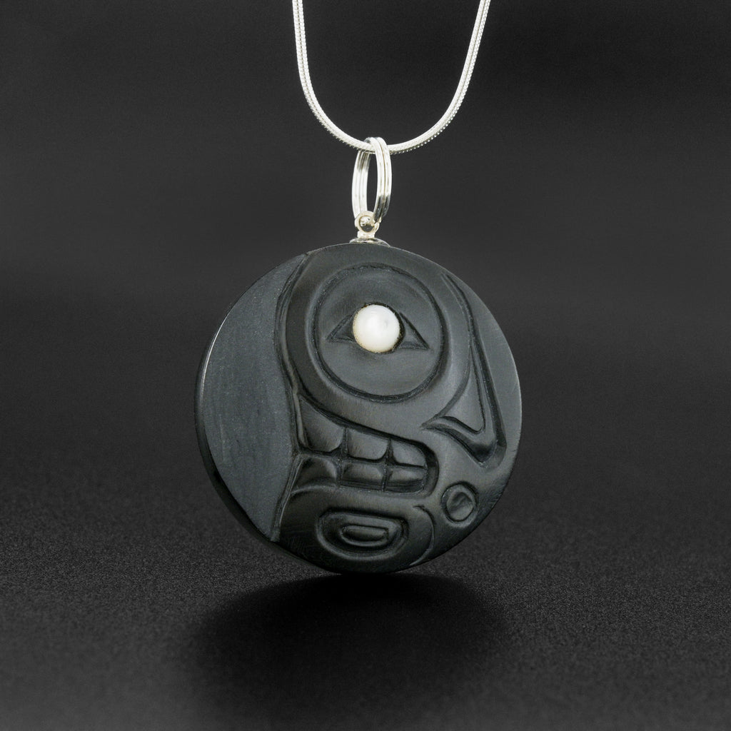 Moss Man - Argillite Pendant with Mother of Pearl
