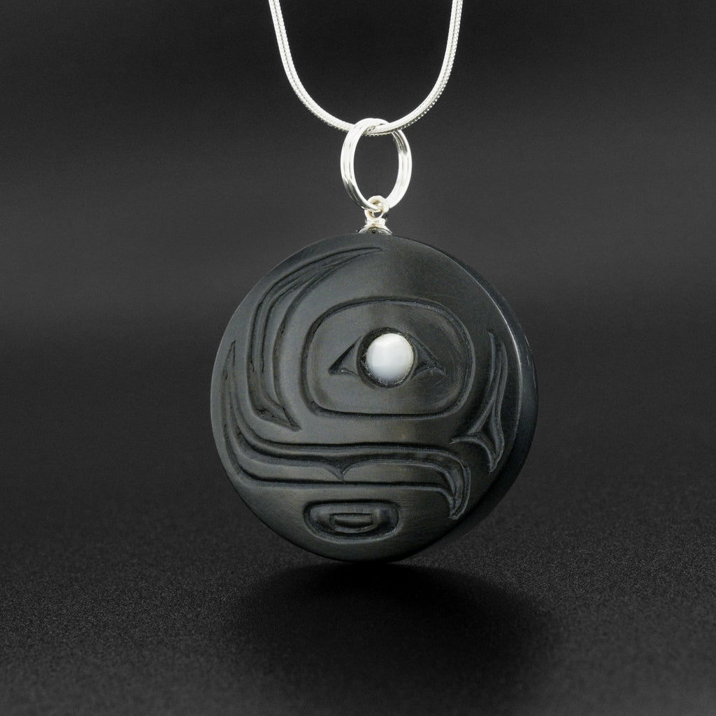 Salmon Egg - Argillite Pendant with Mother of Pearl