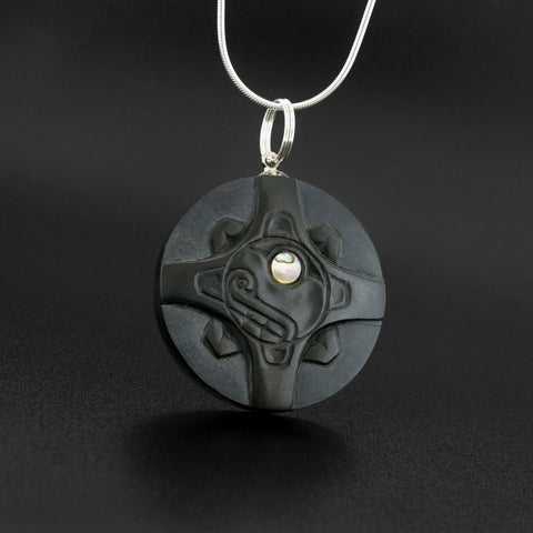 Sun - Argillite Pendant with Abalone