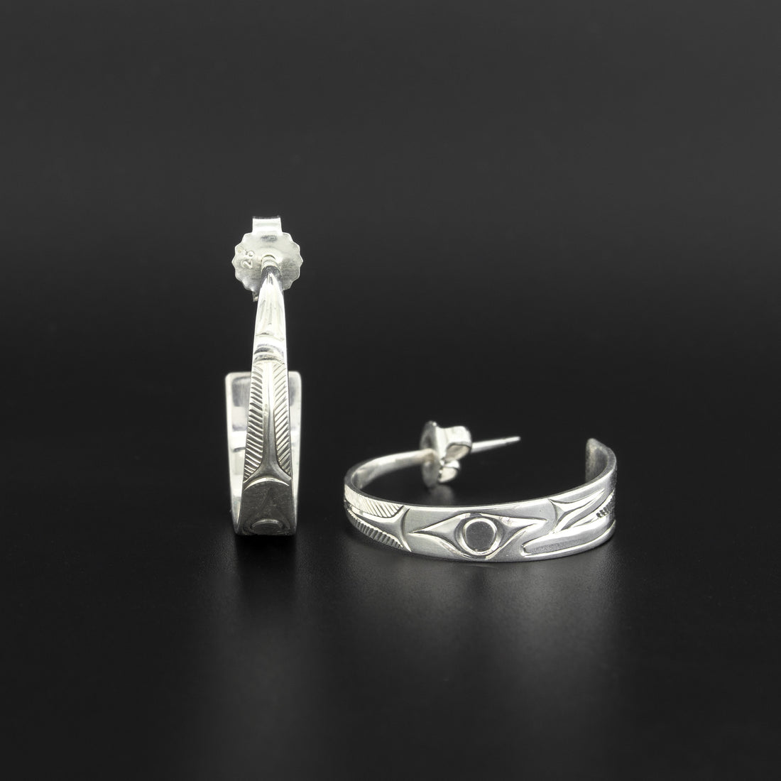 Eagle - Silver Hoop Earrings