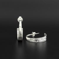 Eagle - Silver Hoop Earrings