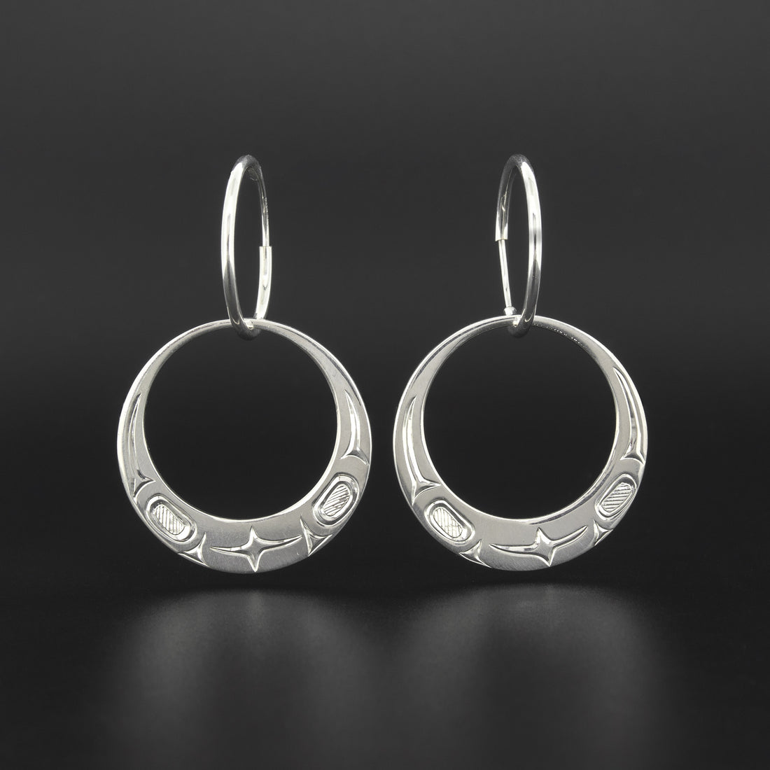 Abstract - Silver Hoop Earrings