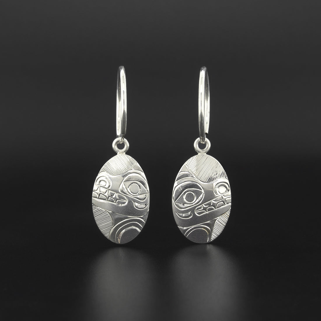 Bear - Silver Hoop Earrings