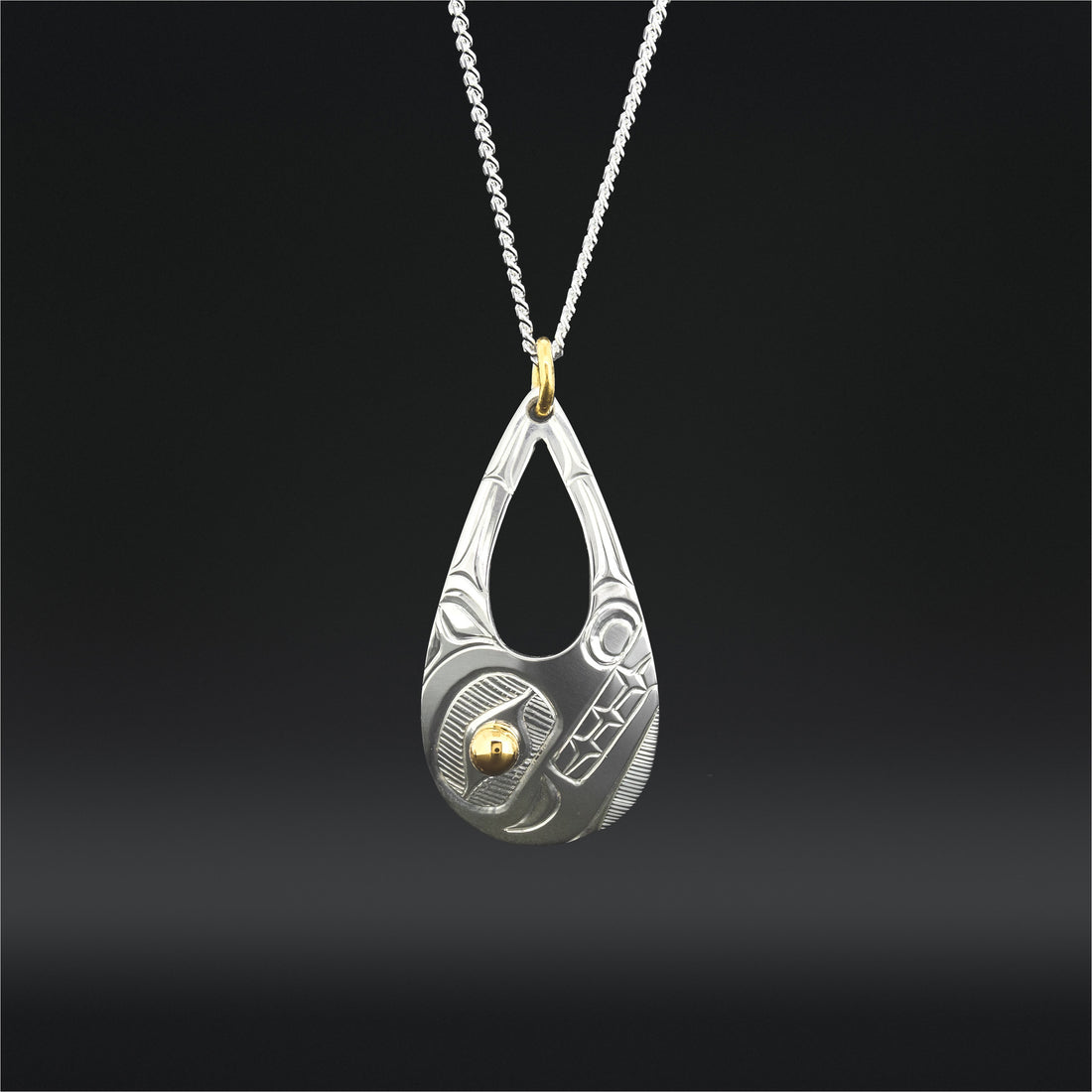 Bear - Silver Pendant with 14k Gold